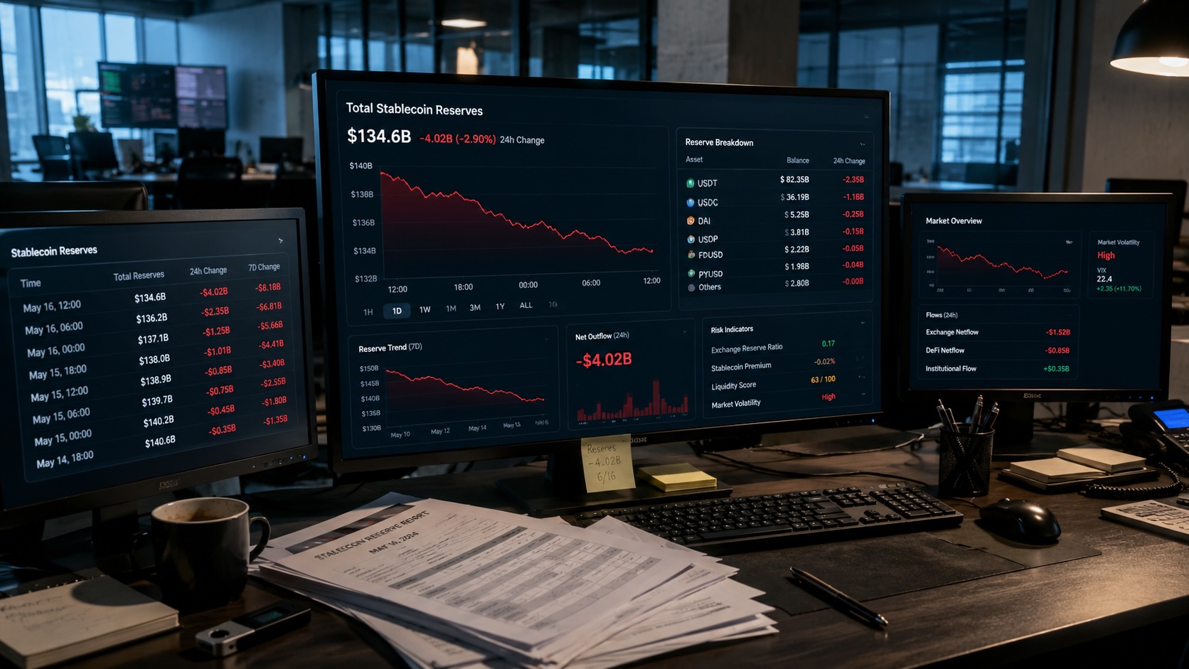 Stablecoin Reserves Fall $4 Billion as Investors Seek Safety